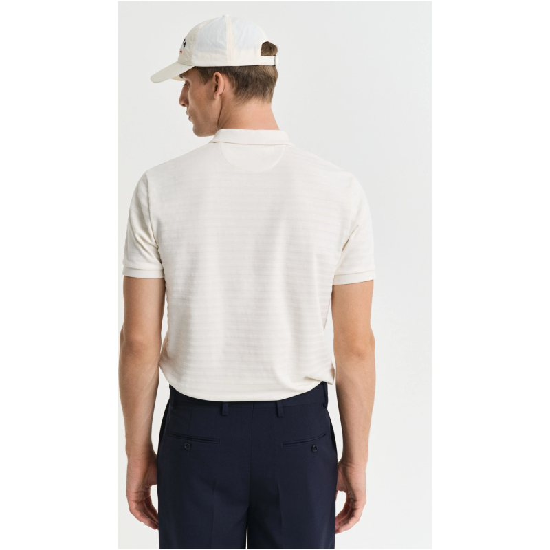 GANT Textured Striped Polo Shirt